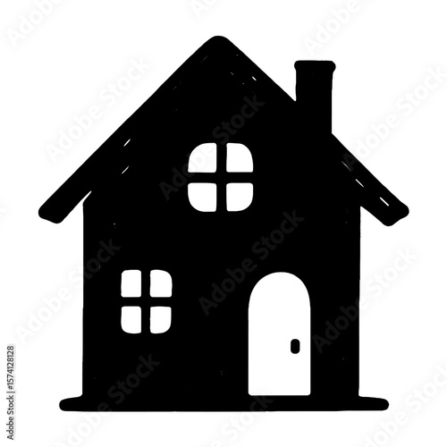 Simple black house silhouette vector