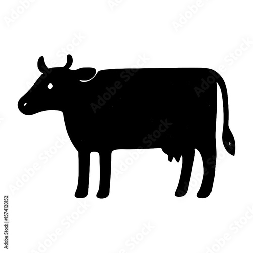Silhouette cow farm animal vector