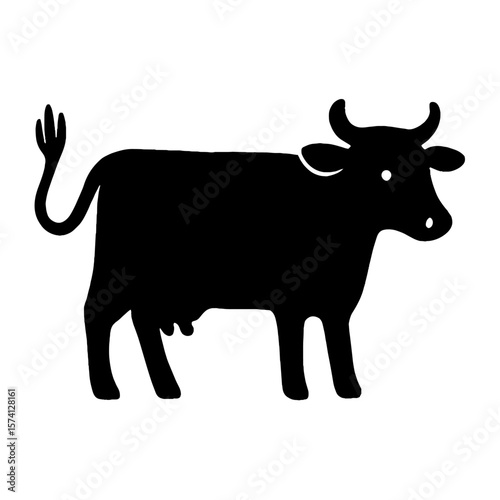 Silhouette cow farm animal illustration vector