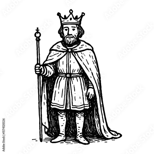 Medieval king illustration sketch vector
