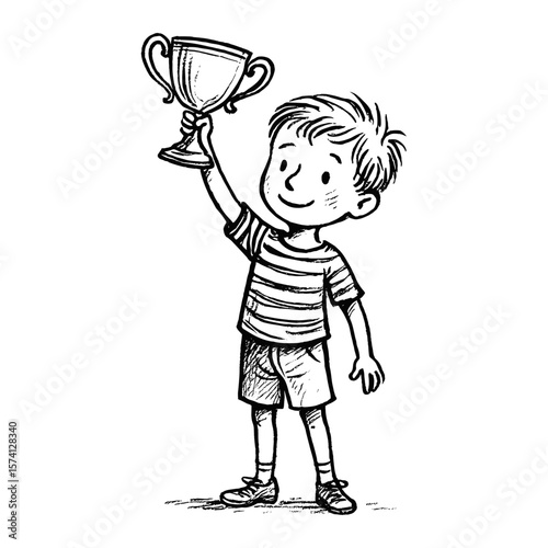 Child celebrates victory joyfully vector