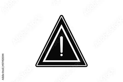 Warning Sign with Exclamation Point in Triangle Shape silhouette