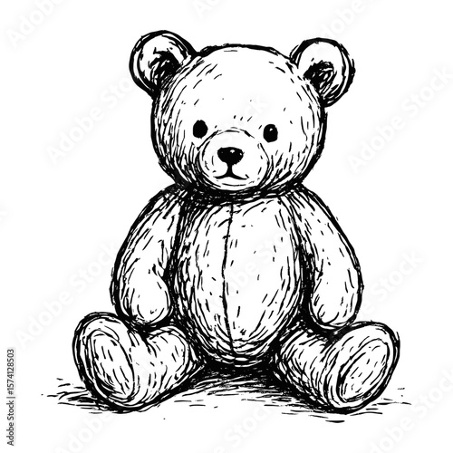Vintage teddy bear illustration vector