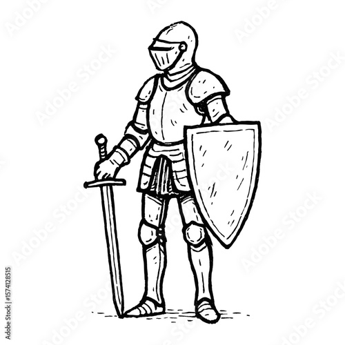 Medieval knight illustration sketch vector