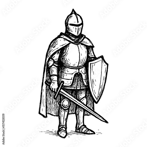 Medieval knight illustration sketch vector