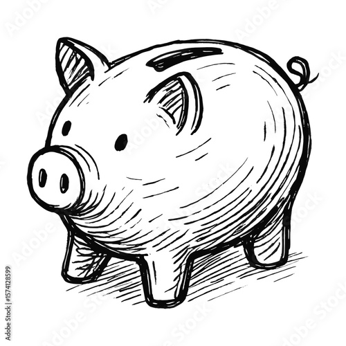 Charming sketch of piggy bank vector