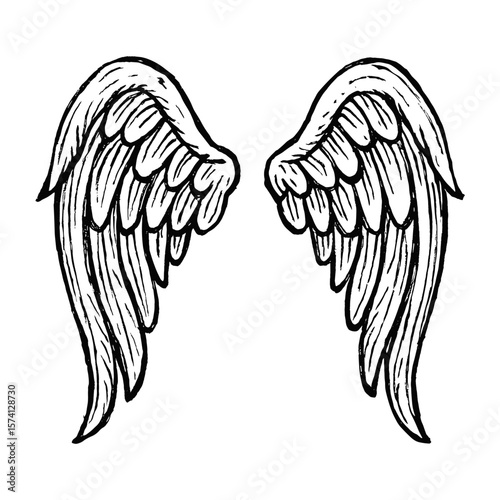 Intricate angel wings illustration vector