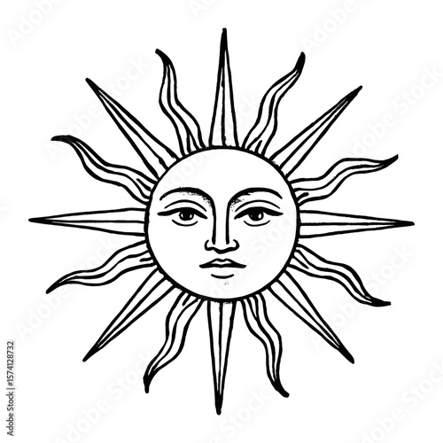 Vintage celestial sun illustration vector