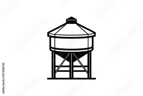 Silhouette of a Farm Water Tank