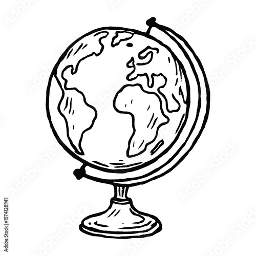 Vintage globe sketch illustration vector