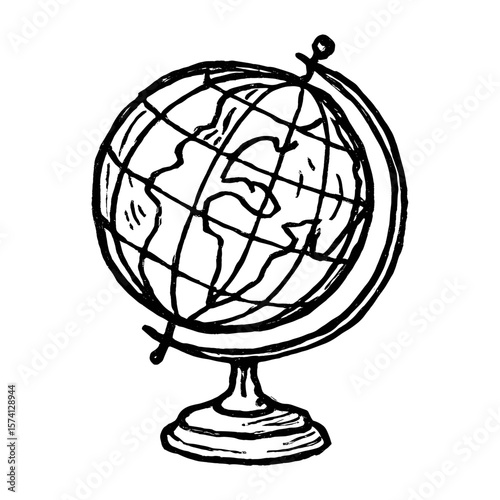 Vintage globe sketch illustration vector