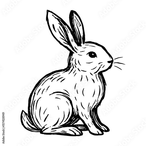 Charming ink sketch rabbit vector