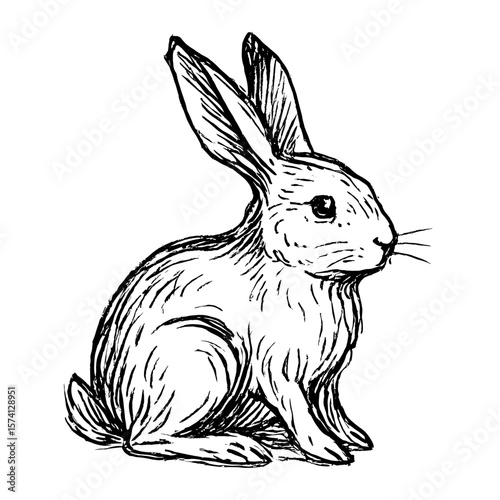 Charming hand-drawn rabbit illustration vector