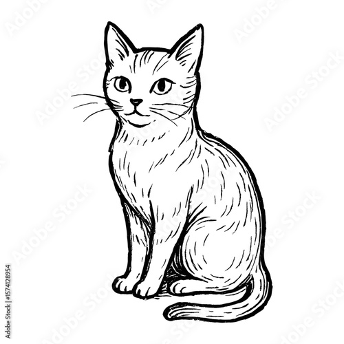 Vintage cat sketch illustration vector