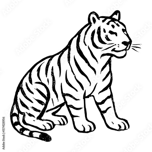Elegant hand-drawn tiger illustration vector