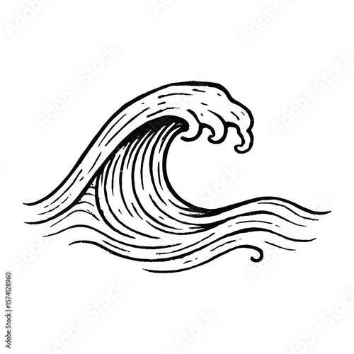 Elegant monochrome wave illustration vector