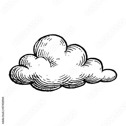 Vintage cloud sketch illustration vector