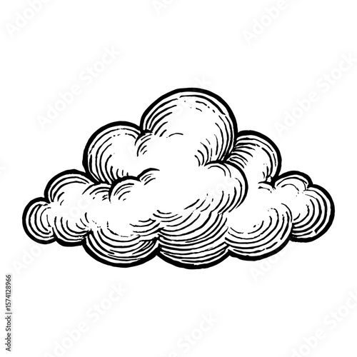 Vintage cloud illustration sketch vector
