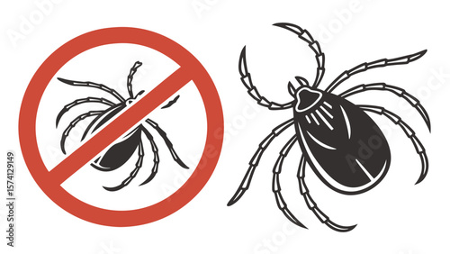 Illustration depicting a tick with a no symbol, highlighting the importance of tick prevention.