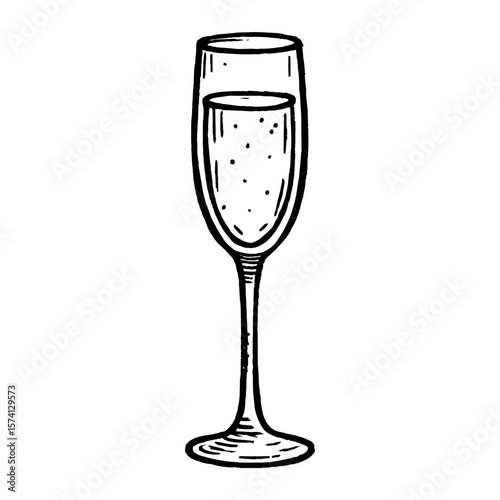 Elegant bubbly champagne glass illustration vector