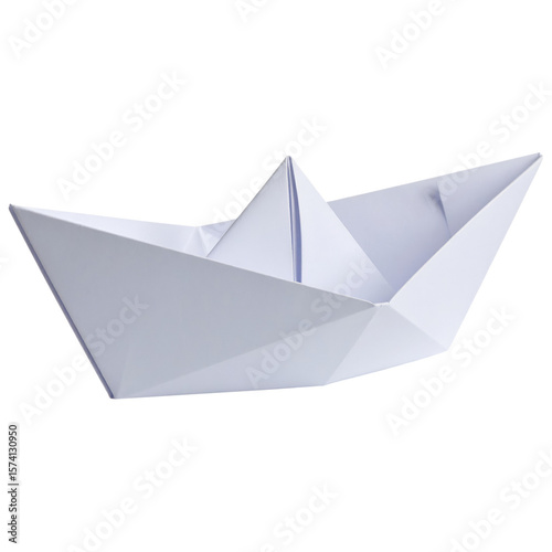 A simple white origami paper boat isolated transparent background perfect for children crafts design projects