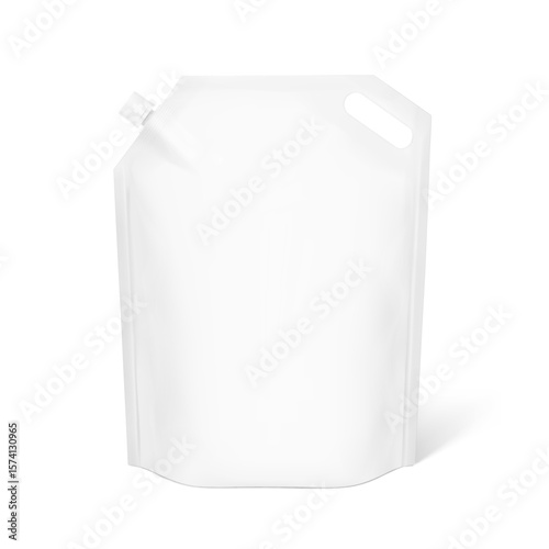 Pouch bag with hole handle mockup. Vector illustration isolated on white background. Front view. Perfect to make final pack shot your product. EPS10.