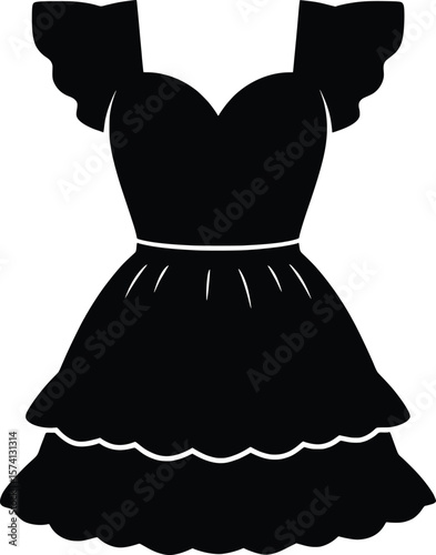 Fashion Vector Illustration, Cute Black Dress Design, Modern Style, Graphic Art Environment, Creative Viewpoint