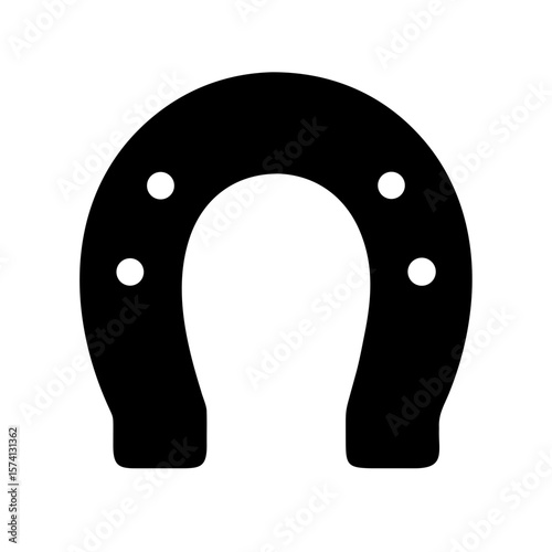 Horseshoe Icon – Flat Lucky Charm Black Silhouette Symbol 