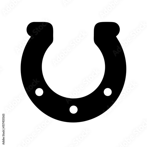Horseshoe Icon – Flat Lucky Charm Black Silhouette Symbol 