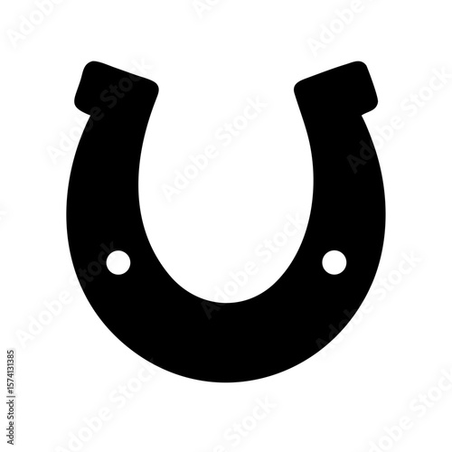 Horseshoe Icon – Flat Lucky Charm Black Silhouette Symbol 