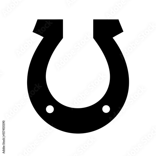 Horseshoe Icon – Flat Lucky Charm Black Silhouette Symbol 