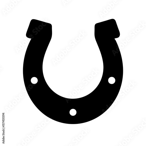 Horseshoe Icon – Flat Lucky Charm Black Silhouette Symbol 