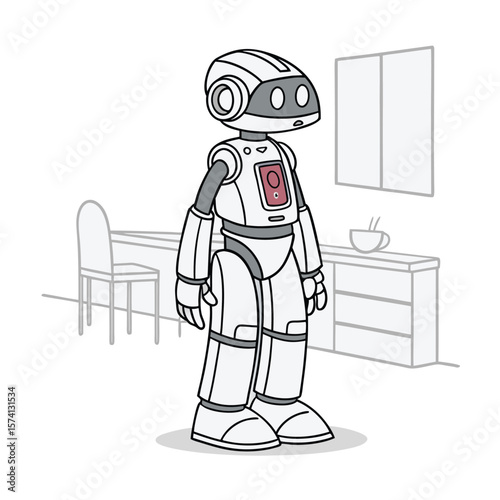 AI Robot Delivery Home Automation and Future Technology Vector Illustration