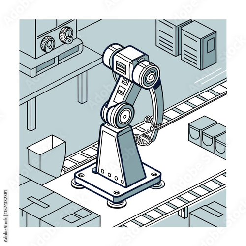 Industrial Robot Arm Automation and Manufacturing Technology Illustration
