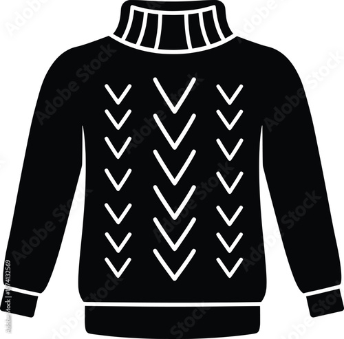 Fashion Vector Illustration of a Cozy Black Sweater, Lifestyle, Graphic Design, Modern Environment, Front View