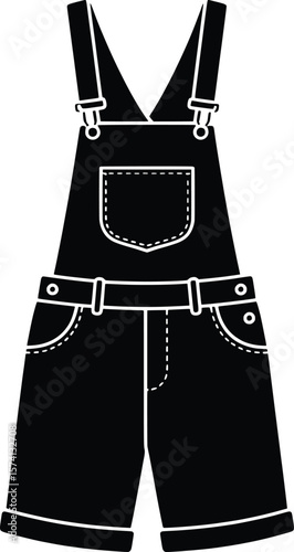 Fashion Vector Illustration of Black Overalls in Casual Style, Creative Environment, Trendy Design, Modern Viewpoint