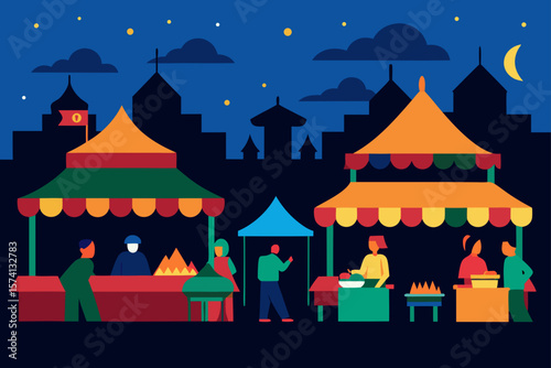 busy night market in southeast asia