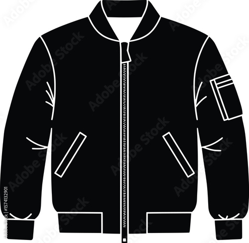 Stylish Bomber Jacket Vector Fashion Design, Urban Setting, Graphic Illustration, Modern Aesthetic
