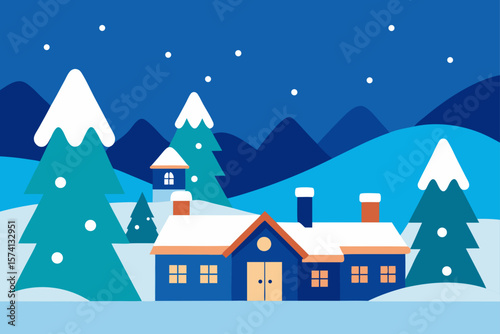 cozy winter village covered in snow