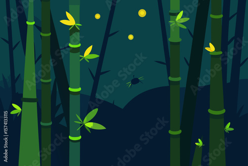 fireflies dancing in a quiet bamboo grove