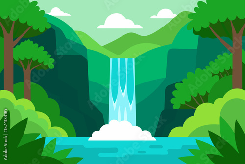 forest waterfall in a lush green jungle
