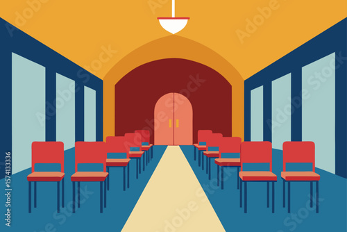 interior of a hall with chairs