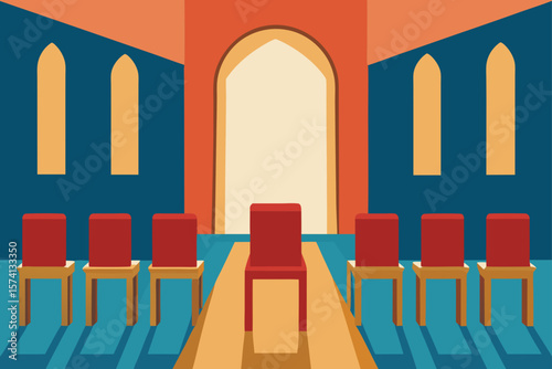 interior of a hall with chairs
