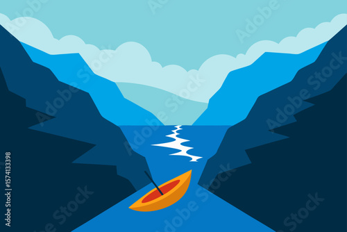 kayaking through a mountain gorge