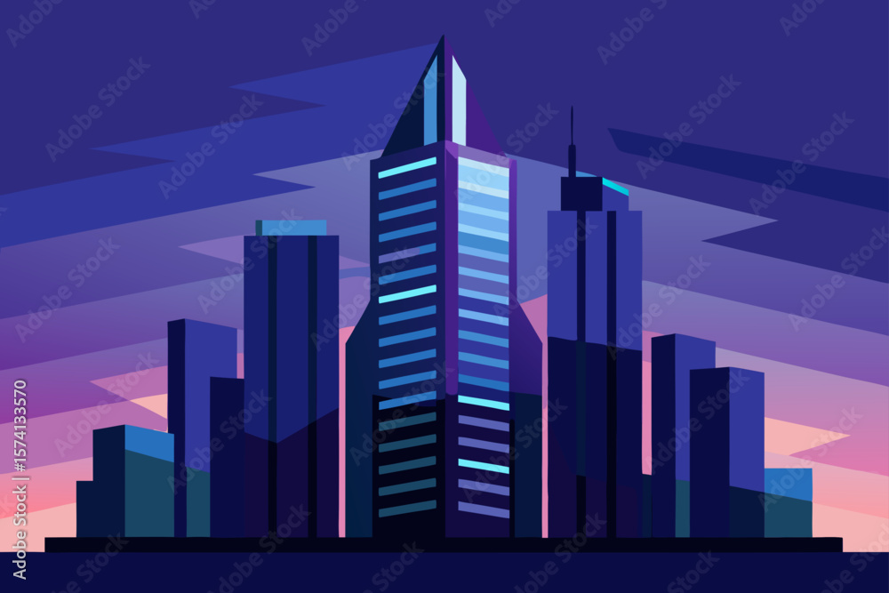 Fototapeta premium modern glass skyscrapers at dusk