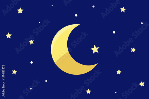moon and stars on night sky