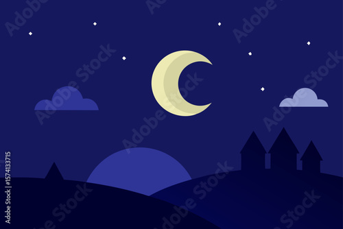 night landscape with moon