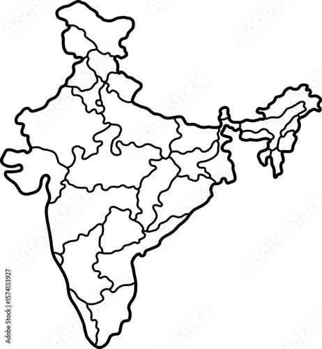 Hand-Drawn Doodle Map of India