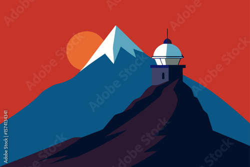 space observatory on a lonely mountain peak