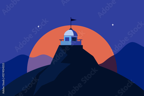 space observatory on a lonely mountain peak